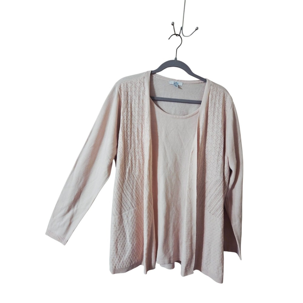 Croft & Barrow Soft Pink Mock Cardigan Sweater Pullover Long Sleeve 2X
